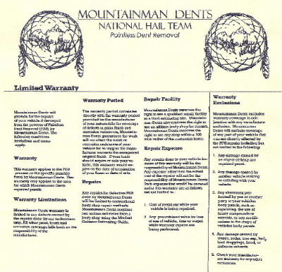 Mountainman Dents Warranty